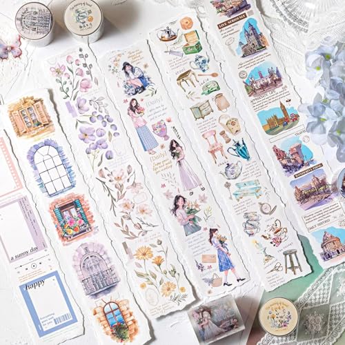 WANSHI 6 pcs Decorative Adhesive Tapes Cartoon Frame PET Tape Great for Bullet Journal Supplies, Arts, Scrapbook, DIY Crafts, Planners (Y) von WANSHI