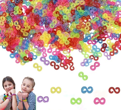 WANTOUTH 500 Stück Loom Bänder Verschlüsse Loom Verschlüsse Clips Loom Bänder Verbinder Plastik Bunt Anschluss S-Clips für Anschluss von Loom Band Armbänder Schmuck Zubehör von WANTOUTH