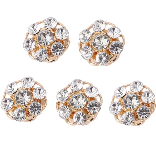 5Pcs Knopfabdeckungen Strass, Strass-Knöpfe Abdeckung, Ärmelknöpfe Mit Blumenmuster Dekorative Knopfabdeckungen Abnehmbare Hemdknopfclips, Bekleidungszubehör (5*B) von WANWEN