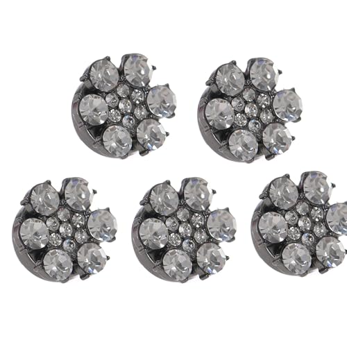 5Pcs Knopfabdeckungen Strass, Strass-Knöpfe Abdeckung, Ärmelknöpfe Mit Blumenmuster Dekorative Knopfabdeckungen Abnehmbare Hemdknopfclips, Bekleidungszubehör (5*D) von WANWEN