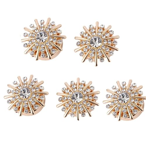 5Pcs Knopfabdeckungen Strass, Strass-Knöpfe Abdeckung, Ärmelknöpfe Mit Blumenmuster Dekorative Knopfabdeckungen Abnehmbare Hemdknopfclips, Bekleidungszubehör (5*E) von WANWEN