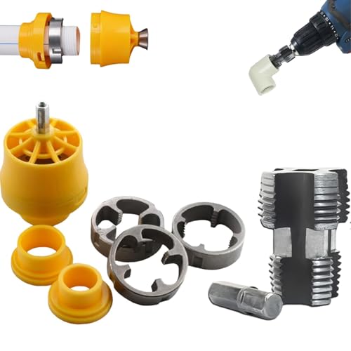 Electric Drill Compatible Pvc Pipe Threader Kit With Various Die Sizes, Pvc Thread Maker Tool, PVC Pipe Threader with 3 Dies, 1/2", 3/4", 1", Pipe Threader Kit (Internal + External) von WANWEN