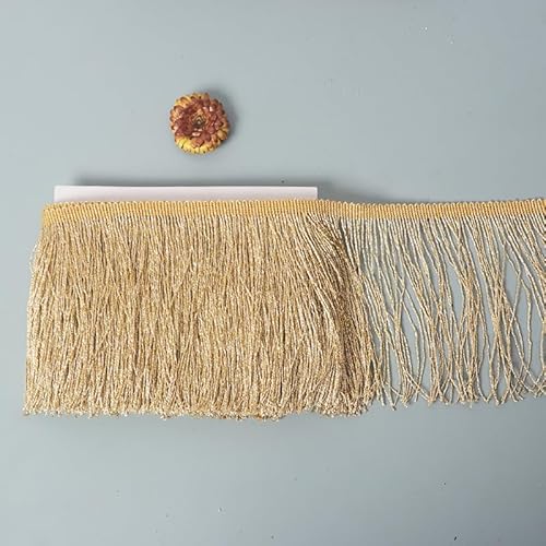 WANYI 10 Yards 30cm Breite Fransenborte Pailletten Fransen Quaste Seide Quastenborte Fransenbesatz Tanzfransen Nähzubehör für Lateinisches Tanzkleid, Bühnenkleidung, Apparel, Kostüm(helles Gold) von WANYI