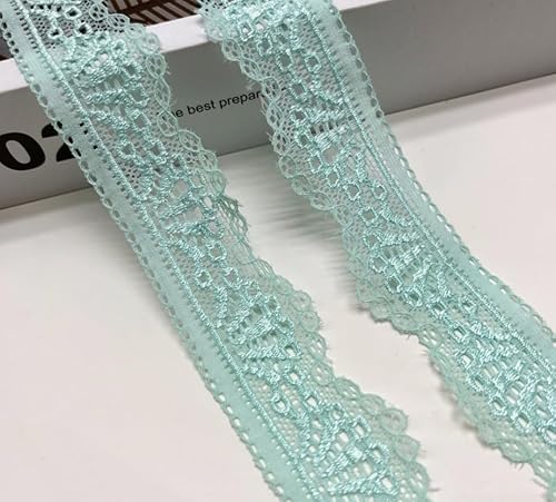 WANYI 10 Yards 3cm Spitzenband Weiß Spitzenborte Elastizität Spitzenstoff Meterware Borten und Bänder zum Nähen Elasthan Spitze Vintage Spitzenbordüre fur DIY Unterwäsche Handwerk Geschenkband(Grün) von WANYI