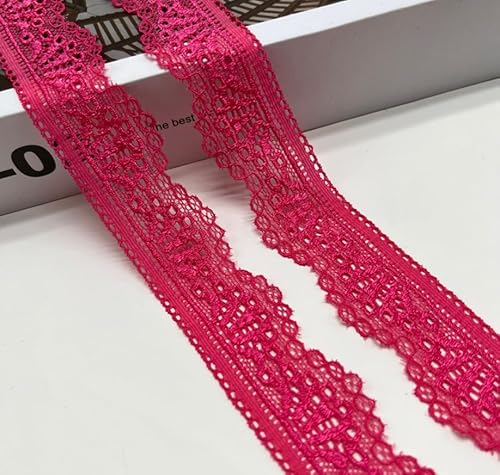 WANYI 10 Yards 3cm Spitzenband Weiß Spitzenborte Elastizität Spitzenstoff Meterware Borten und Bänder zum Nähen Elasthan Spitze Vintage Spitzenbordüre fur DIY Unterwäsche Handwerk Geschenkband(Rot 3) von WANYI