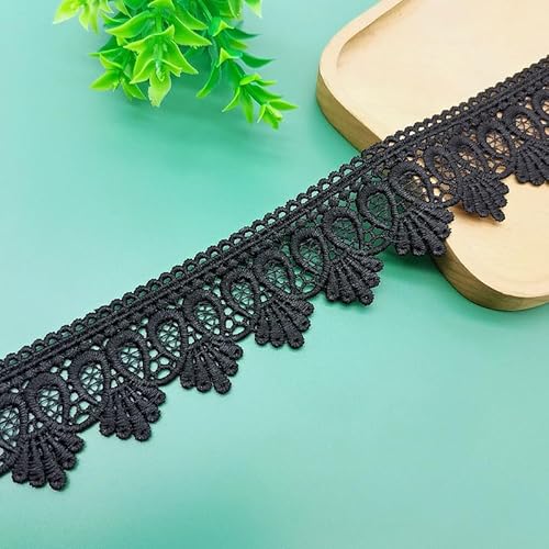 WANYI 10 Yards 4.5cm Breite Spitzenband Schwarz Spitzenborte Vintage Häkelspitze Spitzenbordüre Spitze zum Nähen für Kleidung Dekoration Scrapbooking Geschenkbox von WANYI