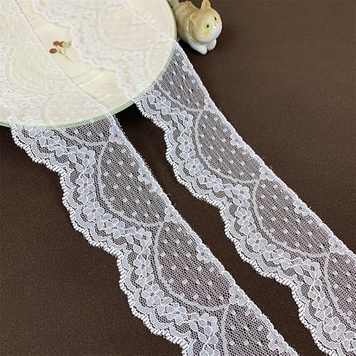 WANYI 10 Yards Blumen Spitzenband Weiß Spitze Borten Bänder zum Nähen Vintage Spitzenbordüre Blumenband Spitzenstoff für Unterwäsche, Vorhänge Haus Deko von WANYI