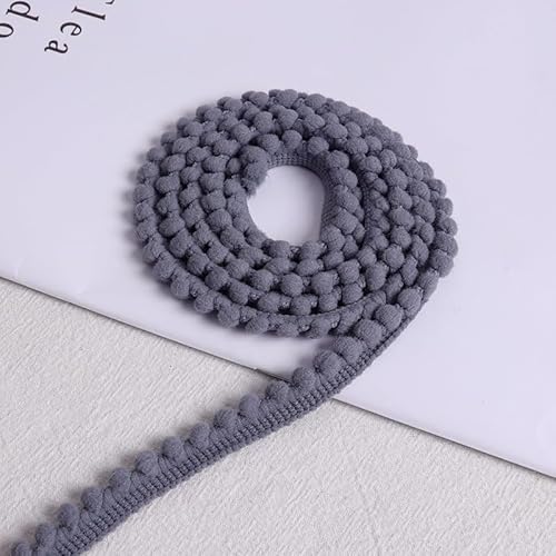 WANYI 10 Yards Bommelborte Mini Pompons Borte zum Basteln Dekoband Zierband mit Pom Poms Pomponband Bommelband Fransenborte für DIY Handwerk Kleidung Vorhang Hut Tasche (Dunkelgrau) von WANYI