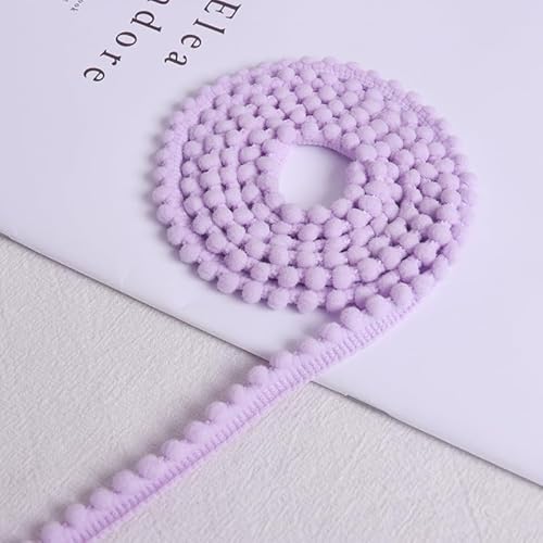 WANYI 10 Yards Bommelborte Mini Pompons Borte zum Basteln Dekoband Zierband mit Pom Poms Pomponband Bommelband Fransenborte für DIY Handwerk Kleidung Vorhang Hut Tasche (Hellviolett) von WANYI