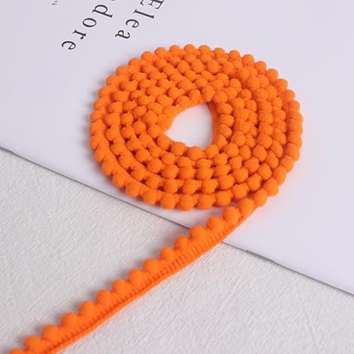 WANYI 10 Yards Bommelborte Mini Pompons Borte zum Basteln Dekoband Zierband mit Pom Poms Pomponband Bommelband Fransenborte für DIY Handwerk Kleidung Vorhang Hut Tasche (Orange) von WANYI