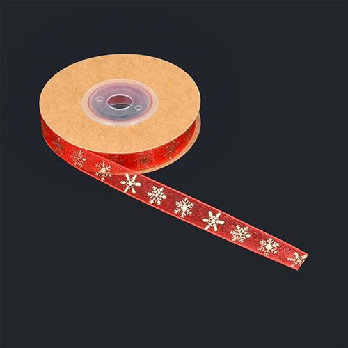 WANYI 10 Yards Geschenkband Weihnachten Schleifenband mit Motive Weihnachtsschleifen Transparent Dekoband Satinband für Geschenk Party Kuchenverpackung DIY Basteln Handwerk(1cm-Rot) von WANYI