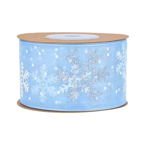 WANYI 10 Yards Geschenkband Weihnachten Schleifenband mit Motive Weihnachtsschleifen Transparent Dekoband Satinband für Geschenk Party Kuchenverpackung DIY Basteln Handwerk(3.8cm-Blau) von WANYI