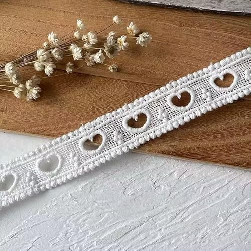 WANYI 10 Yards Spitzenband Weiß Spitzenborte mit Herzmuster Geschenkband Bänder zum Nähen Lace für Unterwäsche Kinderkleidung Vorhänge Tischdecken Kopfbedeckungen（2cm） von WANYI