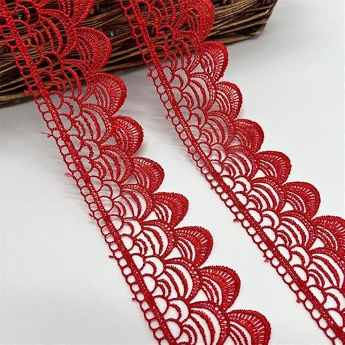 WANYI 10 Yards Vintage Spitzenband Spitze Meterware Borten und Bänder zum Nähen Bunt Spitzenstoff Dekoband Spitzenborte für Handwerk Dekoration Scrapbooking Kragen Nähen(6CM-Rot 01) von WANYI