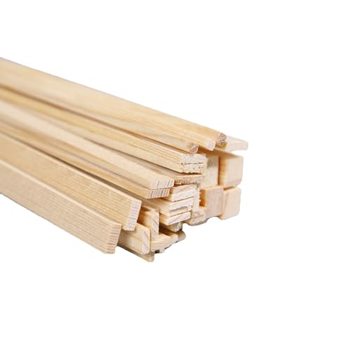 WANYI 100 Stück Holzklötzchen zum Basteln, Klötzchen Quadratisch 100 * 3 * 3mm Bastelklötzchen aus Kiefernholz Holzleisten Holzstäbchen Holzstäbe für DIY Handwerk Deko und Modellbau Schnitzen von WANYI