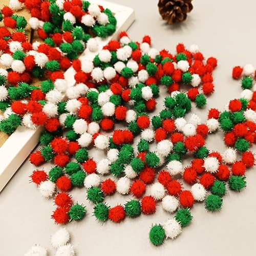 WANYI 100 Stück Mini Pompons zum Basteln Filzkugeln Bunt DIY Bastelpompons Weihnachtsbaum Glitzer Pom Pom Verschiedene Größen Plüschbälle für Party Dekorieren Verzieren Nähen DIY Handwerk(1.5CM) von WANYI