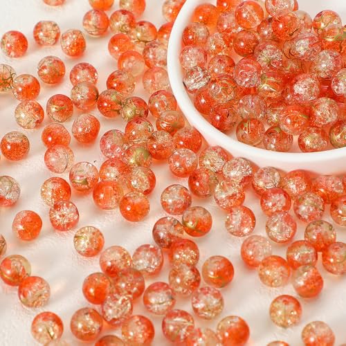 WANYI 100 Stück Perlen für Armbänder Selber Machen Runde Perlen zum Auffädeln Perlenset mit Loch Bastelperlen Beads Kette für DIY Schmuckherstellung Halsketten Handwerk(10mm-Orange) von WANYI