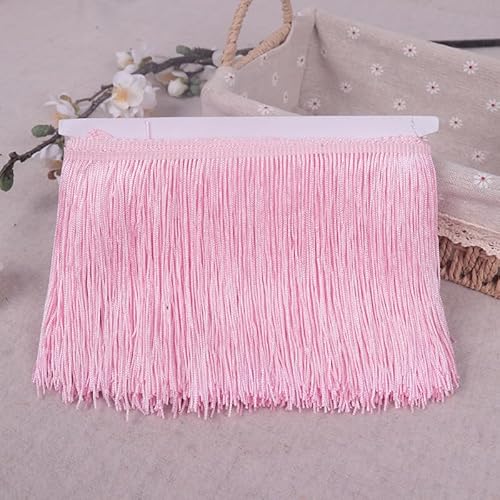 WANYI 10CM 10 Yards Fransenborte Polyester Dekoband Fransen Geschnitten Quaste Seide Fransen-Borten Bänder zum Nähen für DIY Basteln, Kleidung, Tanzkostüm, Vorhänge (Rosa 1) von WANYI