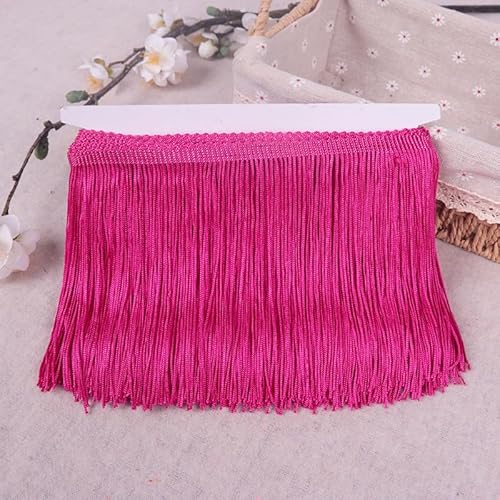 WANYI 10CM 10 Yards Fransenborte Polyester Dekoband Fransen Geschnitten Quaste Seide Fransen-Borten Bänder zum Nähen für DIY Basteln, Kleidung, Tanzkostüm, Vorhänge (Rosa 2) von WANYI