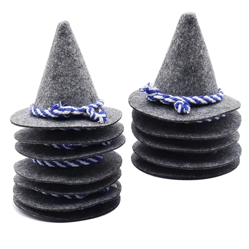 WANYI 12 Stück Oktoberfest Hut Deko Mini Filzhut Seppelhut 10 * 8cm Trachtenhut Zipfelhut mit Blau/Weißer Kordel Tischdeko fur Volksfeste Kostüm Karneval Kopfbedeckung Grau WANYI 12 Stück Oktoberfest Hut Deko Mini Filzhut Seppelhut 10 * 8cm Trachtenhut Zipfelhut mit Blau/Weißer Kordel Tischdeko fur Volksfeste Kostüm Karneval Kopfbedeckung Grau von WANYI