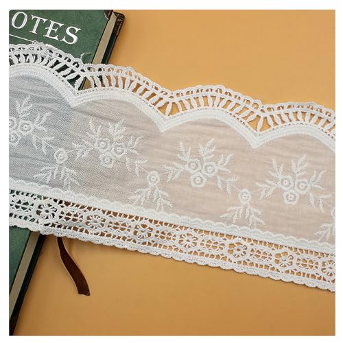 WANYI 12CM 10 Yard Spitzenbordüre Spitzenband aus Baumwolle Dekoband Zierband Spitzenstoff Spitzenborte Vintage Spitze Borten zum Nähen für DIY Handwerk Kleidung Hochzeit Unterwäsche(Weiß) von WANYI