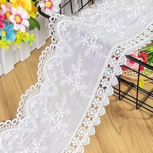 WANYI 12CM 10 Yard Spitzenbordüre Spitzenband aus Baumwolle Dekoband Zierband Spitzenstoff Spitzenborte Vintage Spitze Borten zum Nähen für DIY Handwerk Kleidung Hochzeit Unterwäsche(Weiß) von WANYI