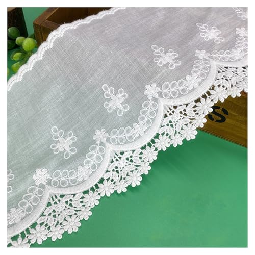 WANYI 14CM 10 Yard Spitzenbordüre Spitzenband aus Baumwolle Dekoband Zierband Spitzenstoff Spitzenborte Vintage Spitze Borten zum Nähen für DIY Handwerk Kleidung Hochzeit Unterwäsche(Weiß) von WANYI