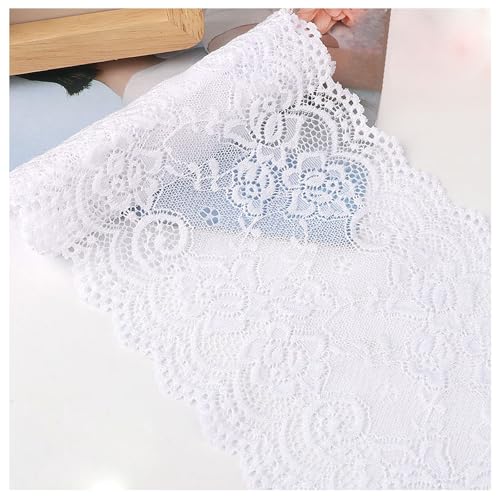 WANYI 15CM Spitzenband 1M 3M 5M 10M Elastisch Spitzenborte Vintage Spitzenbordüre Dekoband Zierband Borten Bänder zum Nähen für DIY Kleidung Handwerk Hochzeit Tischdeko Geschenkbox von WANYI