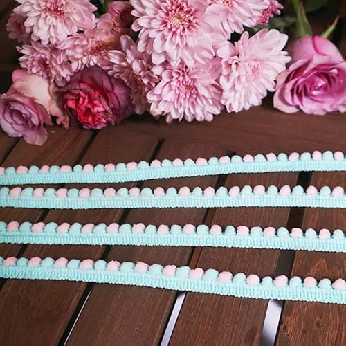 WANYI 2 Meter 10mm DIY Bommelborte Quastenborte zum Basteln Bommel aus Baumwolle Pompons Borte Bunt Bommelband Zubehör für Apparel Kleidung,Sofa,Hüte,Esstisch Dekorieren(Blau) von WANYI