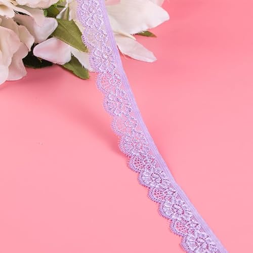 WANYI 2.5CM 10 Yards Spitzenband aus Baumwolle Spitzenbordüre Elastisch Spitze Borten und Bänder zum Nähen Dekoband Zierband Spitzenborte für DIY Handwerk Unterwäsche Höschen Kleidung (Violett) von WANYI