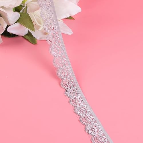 WANYI 2.5CM 10 Yards Spitzenband aus Baumwolle Spitzenbordüre Elastisch Spitze Borten und Bänder zum Nähen Dekoband Zierband Spitzenborte für DIY Handwerk Unterwäsche Höschen Kleidung Kragen (Grau) von WANYI