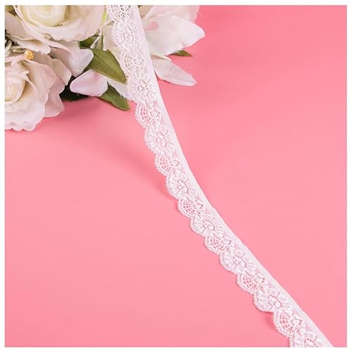 WANYI 2.5CM 15 Yards Spitzenband aus Baumwolle Spitzenbordüre Elastisch Spitze Borten und Bänder zum Nähen Dekoband Zierband Spitzenborte für DIY Handwerk Unterwäsche Höschen Kleidung Kragen (Weiß) von WANYI