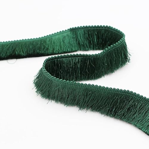 WANYI 2.8cm Breit Fransen Fransenborte Eindicken Fransenbordüre Polyester Dekoband Fransenband DIY Nähen Basteln für Kostüme Vorhänge Tischtücher(10m-Dunkelgrün) von WANYI