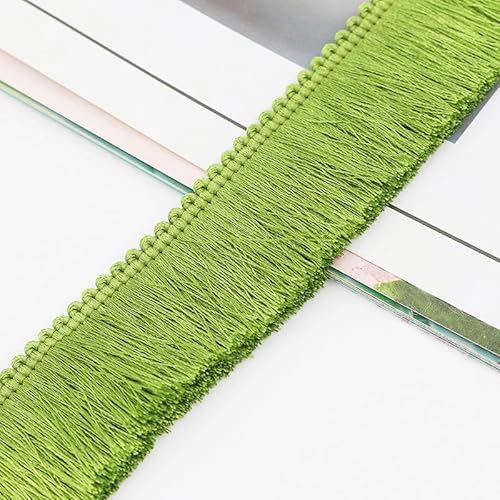 WANYI 2.8cm Breit Fransen Fransenborte Eindicken Fransenbordüre Polyester Dekoband Fransenband DIY Nähen Basteln für Kostüme Vorhänge Tischtücher(5m-Grün) von WANYI