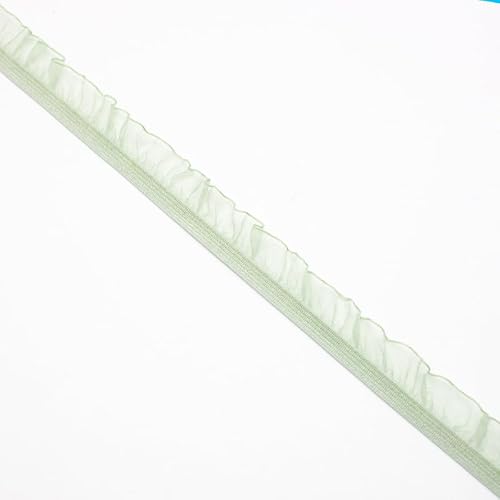 WANYI 20 Yards 1.5cm Breite Spitzenband Elastizität Spitze Rüschen Bordüre Stoff Vintage Spitzenbordüre Chiffon Kantenbesatz für Unterwäsche Socken Puppenkleidung Basteln Handwerk(Grün) von WANYI