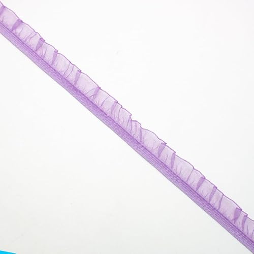 WANYI 20 Yards 1.5cm Breite Spitzenband Elastizität Spitze Rüschen Bordüre Stoff Vintage Spitzenbordüre Chiffon Kantenbesatz für Unterwäsche Socken Puppenkleidung Basteln Handwerk(Hellviolett) von WANYI