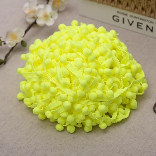 WANYI 20 Yards Bommelborte Pompons Borten und Bänder zum Nähen Dekoband mit Bommeln Ribbon Quastenborte Bunt für DIY Nähen Basteln Vorhänge Kleidung Sofas(Gelb 03) von WANYI