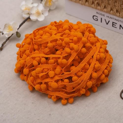 WANYI 20 Yards Bommelborte Pompons Borten und Bänder zum Nähen Dekoband mit Bommeln Ribbon Quastenborte Bunt für DIY Nähen Basteln Vorhänge Kleidung Sofas(Orange 01) von WANYI