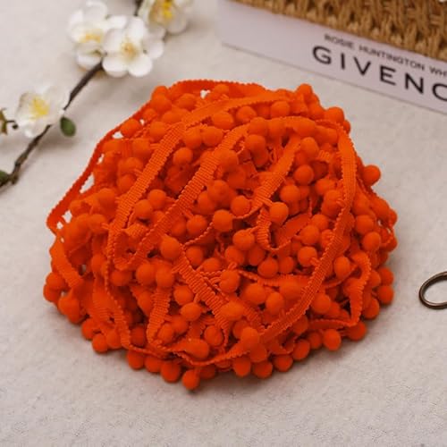 WANYI 20 Yards Bommelborte Pompons Borten und Bänder zum Nähen Dekoband mit Bommeln Ribbon Quastenborte Bunt für DIY Nähen Basteln Vorhänge Kleidung Sofas(Orange 02) von WANYI