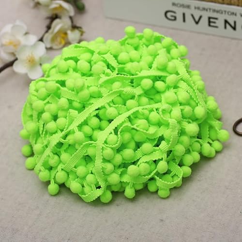 WANYI 20 Yards Bommelborte Pompons DIY Borten und Bänder zum Nähen Bommel Bordüre Stoff Quastenborte Bunt für Sofa Kleidung Hüte Esstisch Dekorieren(1.3cm-Grün 06) von WANYI