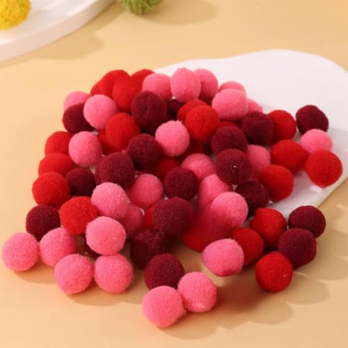 WANYI 200 Stück 1.5CM Pompons zum Basteln Weihnachts Bunt Filzkugeln Pompom Mini Pom Pom Bommel Plüsch Bälle für DIY Kreative Handwerk Girlanden Kleidung Geburtstag Weihnachten Hochzeit (Rot) von WANYI