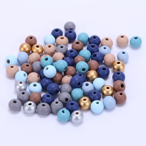 WANYI 2000 Stück Holzperlen Holzkugeln mit Loch Runde Holzperlen Bunt Bastelnperlen Makramee Zubehör Gemischte Holz Perlen für Armbänder DIY Ketten Bastelarbeiten Schmuck(6mm) von WANYI