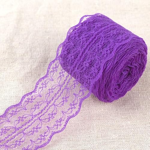 WANYI 20M Spitzenband 4.5cm Spitze Dekoband Bunt Spitzenborte Spitzenstoff Lace Trim DIY Spitzenbesatz Zierband zum Nähen fur Unterwäsche Handwerk Kleidung Haar-Accessoire(Dunkelviolett) von WANYI