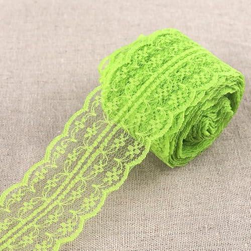 WANYI 20M Spitzenband 4.5cm Spitze Dekoband Bunt Spitzenborte Spitzenstoff Lace Trim DIY Spitzenbesatz Zierband zum Nähen fur Unterwäsche Handwerk Kleidung Haar-Accessoire(Grün 02) von WANYI