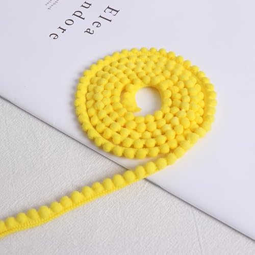 WANYI 25 Yards Bommelborte Mini Pompons Borte zum Basteln Dekoband Zierband mit Pom Poms Pomponband Bommelband Fransenborte für DIY Handwerk Kleidung Vorhang Hut Tasche (Gelb) von WANYI