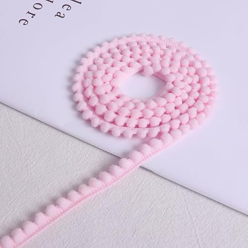 WANYI 25 Yards Bommelborte Mini Pompons Borte zum Basteln Dekoband Zierband mit Pom Poms Pomponband Bommelband Fransenborte für DIY Handwerk Kleidung Vorhang Hut Tasche (Rosa) von WANYI