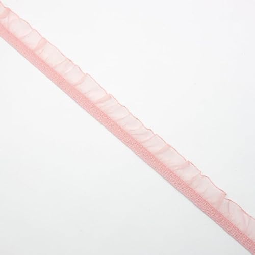 WANYI 30 Yards 1.5cm Breite Spitzenband Elastizität Spitze Rüschen Bordüre Stoff Vintage Spitzenbordüre Chiffon Kantenbesatz für Unterwäsche Socken Puppenkleidung Basteln Handwerk(Rosa 01) von WANYI