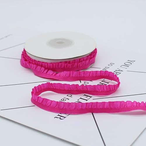 WANYI 30 Yards Spitzen Rüschenbesatz 1cm Breite Spitzenband Vintage Spitzenborte Borten und Bänder zum Nähen Elastizität Plissee Bordüre Stoff für DIY Verzierung Handwerk Deko(Rosa 03) von WANYI