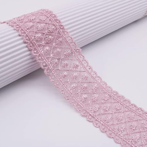 WANYI 4M Spitzenband Spitze Borten und Bänder zum Nähen 4CM Breit Milchseide Spitzenstoff Spitzenborte Bunt Dekoband Zierband fur DIY Unterwäsche Kleidung Hüte Vasen(Rosa) von WANYI