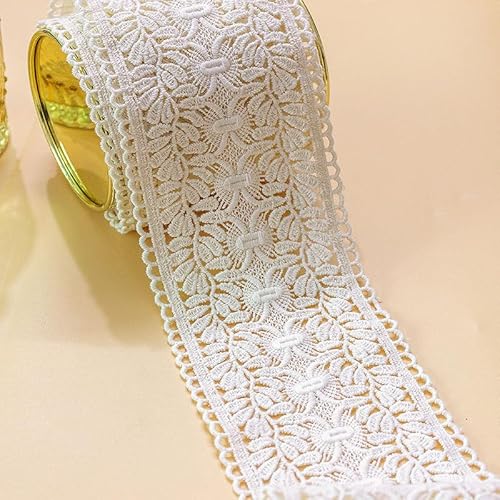 WANYI 5 Yards Spitzenband Spitze aus Baumwolle DIY Dekoband Borten und Bänder zum Nähen Spitzenborte Zierband Vintage Deko für Nähen Handwerk Vorhänge Tischdecken (9CM-Beige) von WANYI